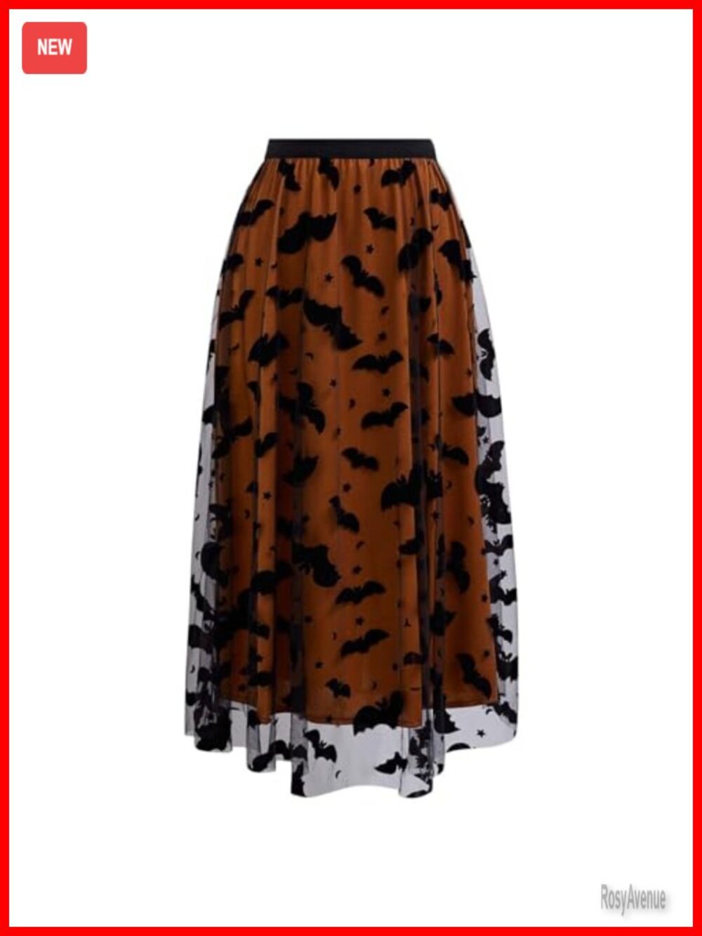 Women's Pumpkin Tulle Tutu Skirt Velvet Bats Elastic Waist Halloween Party Midi